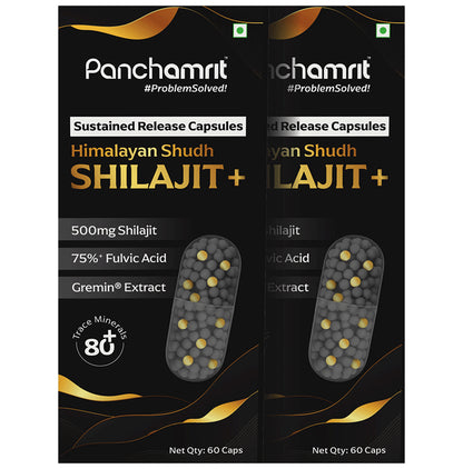 Panchamrit Himalayan Shudh Shilajit+ Sustained Release Capsule (60 Each) - Classic Derma