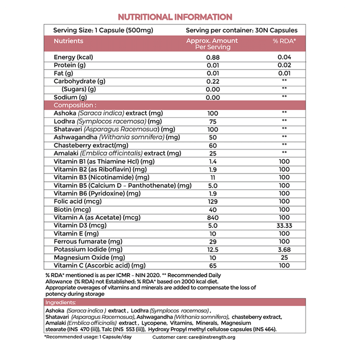 InStrength Women's Multivitamin for Metabolism, Digestion, Bones & Muscles | Capsule