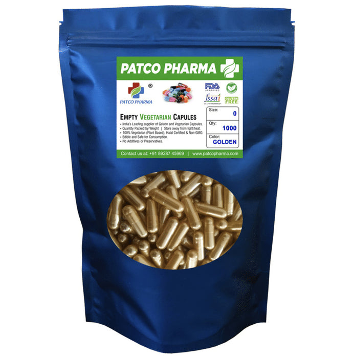 Patco Pharma Empty Vegetarian Capsule Size 0 Golden - Classic Derma