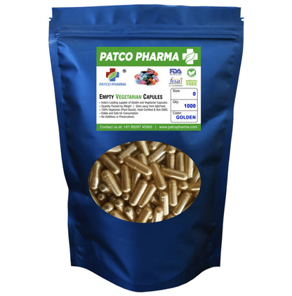 Patco Pharma Empty Vegetarian Capsule Size 0 Golden - Classic Derma