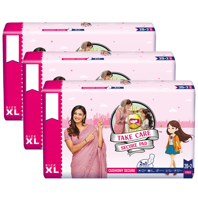 Take Care Cushiony Secure Sanitary Pads (22 Each) XL - Classic Derma