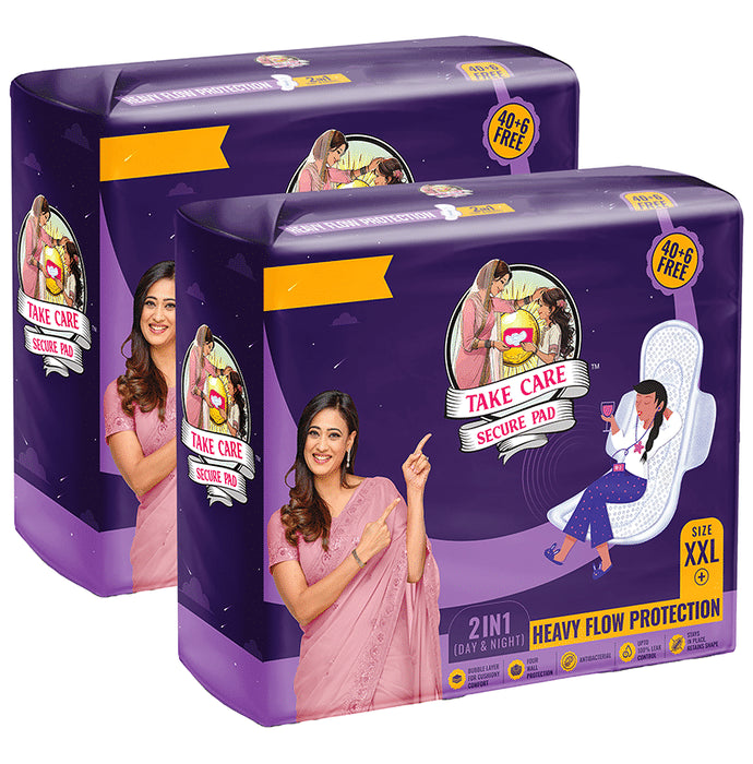 Take Care Heavy Flow Protection Secure Sanitary Pads (46 Each) XXL - Classic Derma