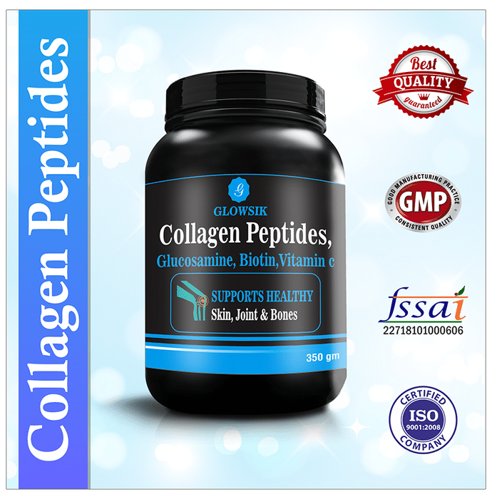 Glowsik Collagen Peptides, Glucosamine, Biotin, Vitamin C Powder