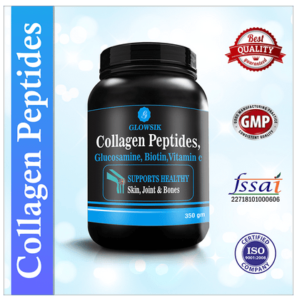 Glowsik Collagen Peptides, Glucosamine, Biotin, Vitamin C Powder