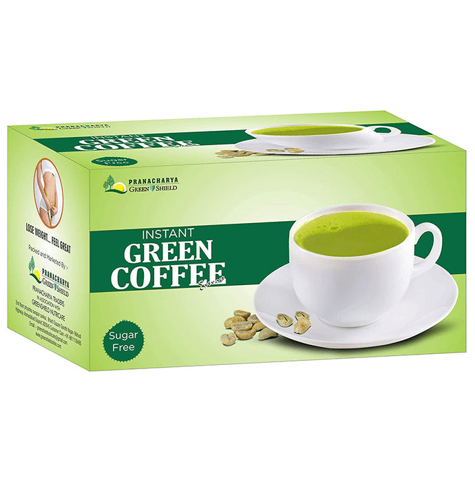 Pranacharya Green Shield Instant Green Coffee Extract Sachets (20 Each) Sugar Free - Classic Derma