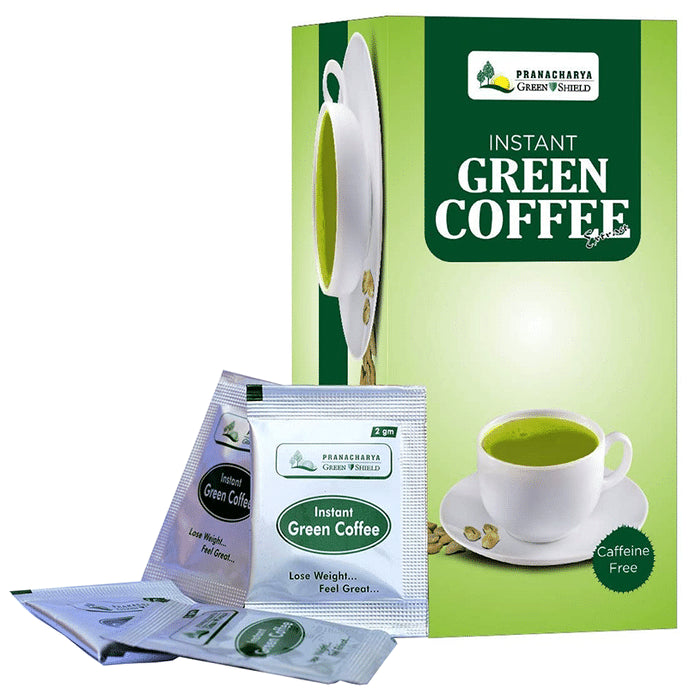 Pranacharya Green Shield Instant Green Coffee Extract Sachets (20 Each) Sugar Free