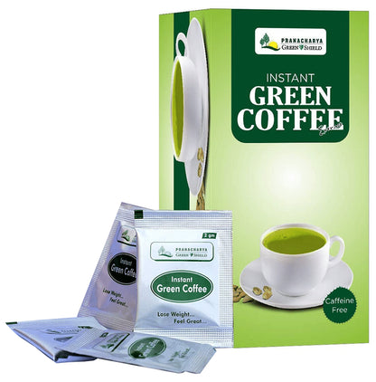 Pranacharya Green Shield Instant Green Coffee Extract Sachets (20 Each) Sugar Free