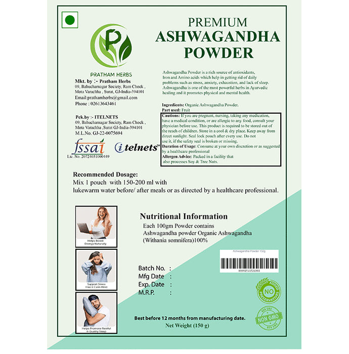 Pratham Herbs Premium Ashwagandha Powder (5gm Each)