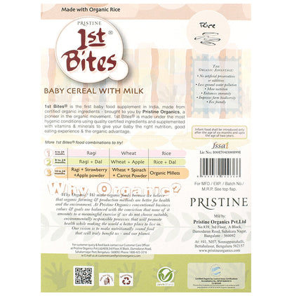 Pristine 1st Bites (6 Months - 24 Months) Stage-1 Baby Cereal with Milk | Rice