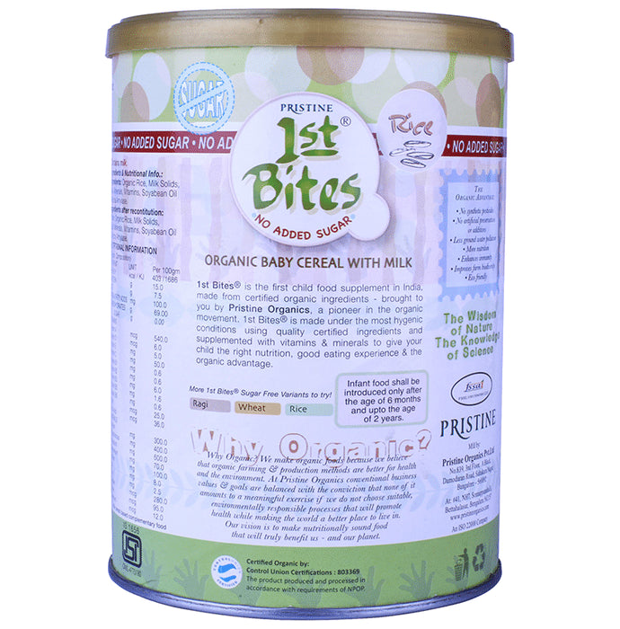 Pristine 1st Bites No Added Sugar (6 Months - 24 Months) Baby Cereal with Milk Rice