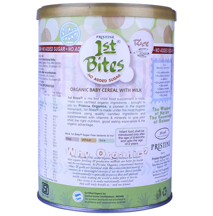 Pristine 1st Bites No Added Sugar (6 Months - 24 Months) Baby Cereal with Milk Rice