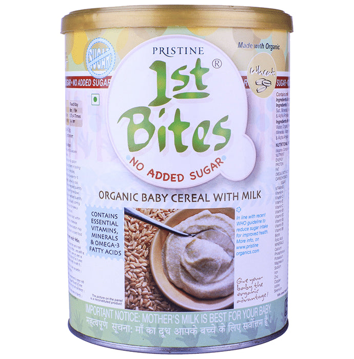 Pristine 1st Bites No Added Sugar (6 Months - 24 Months) Baby Cereal with Milk Wheat - Classic Derma