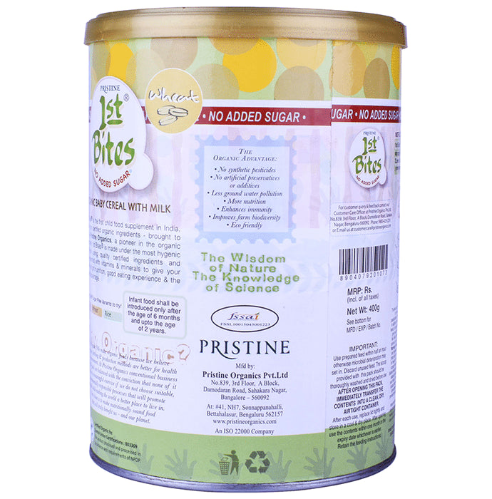 Pristine 1st Bites No Added Sugar (6 Months - 24 Months) Baby Cereal with Milk Wheat
