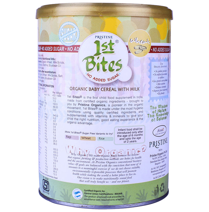 Pristine 1st Bites No Added Sugar (6 Months - 24 Months) Baby Cereal with Milk Wheat