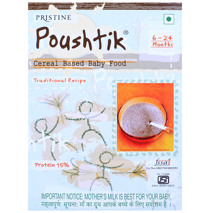 Pristine Poushtik Cereal Based Baby Food with 15% Protein (6-24 Months) - Classic Derma