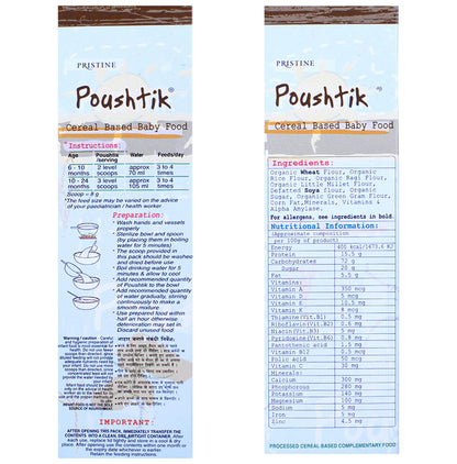 Pristine Poushtik Cereal Based Baby Food with 15% Protein (6-24 Months)