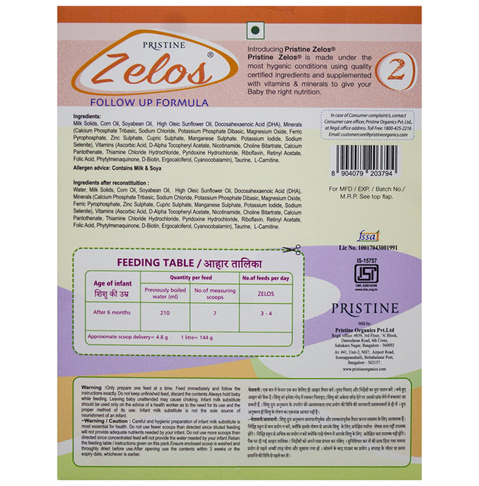 Pristine Zelos Follow Up Formula Stage 2 (6 to 12 months)