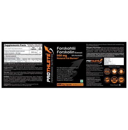 Prothlete Forskohlii Forskolin Extract 500mg Veg Capsule