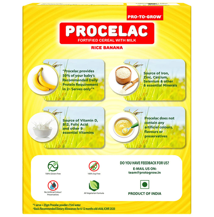 Pro-To-Grow Procelac Fortified Cereal with Milk Rice Banana