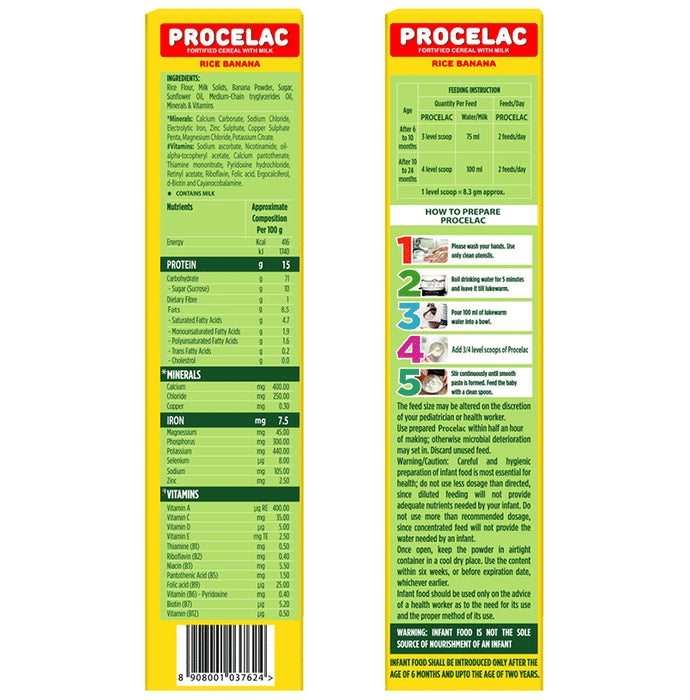 Pro-To-Grow Procelac Fortified Cereal with Milk Rice Banana