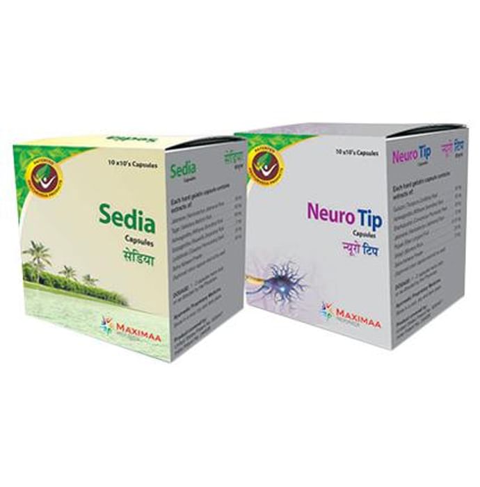 Proyurveda Combo Pack of DE Stress Neurotip, 100Caps & Sedia, 100Caps - Classic Derma