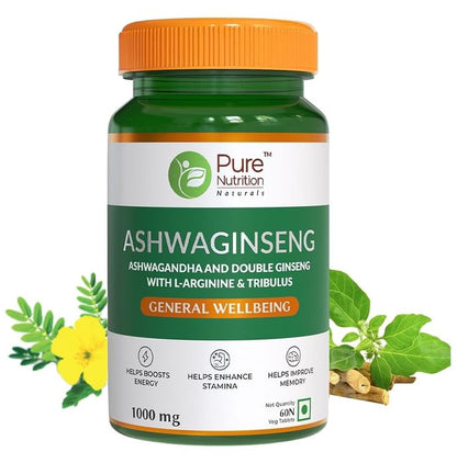 Pure Nutrition AshwaGinseng Veg Tablet - Classic Derma