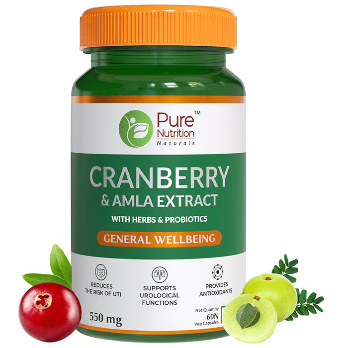 Pure Nutrition Cranberry & Amla Extract 550mg Veg Capsule - Classic Derma