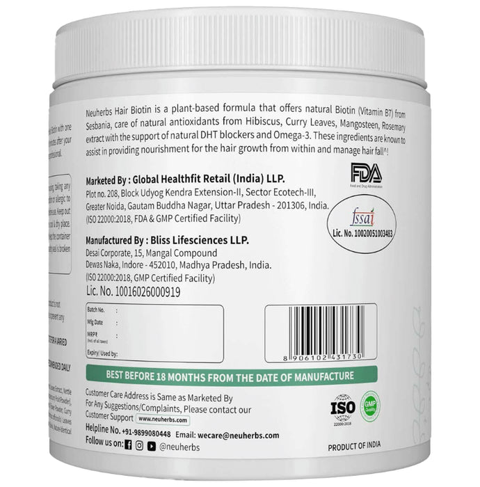 Neuherbs Plant Based Hair Biotin 10000mcg+ Blackberry