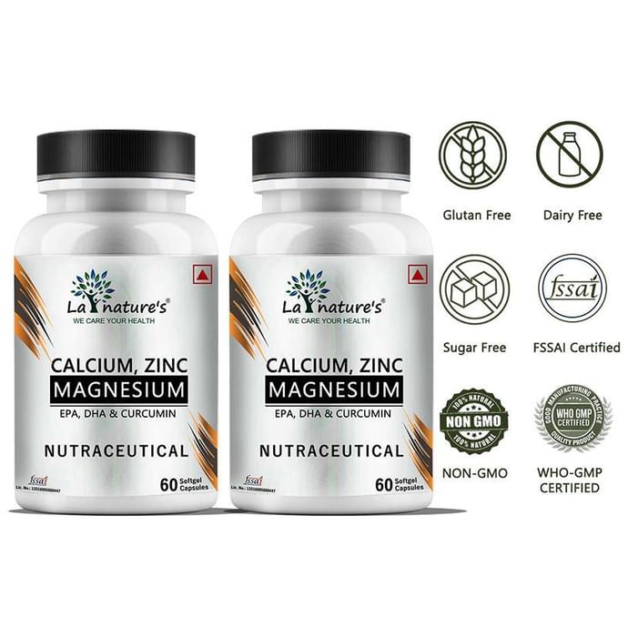 La Nature's Calcium, Zinc, Magnesium, Epa, Dha & Curcumin Softgel Capsule