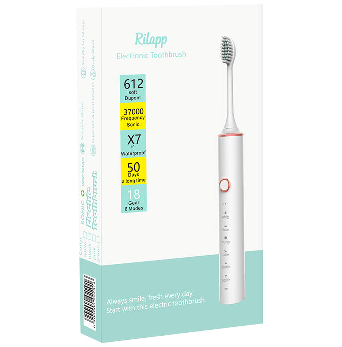 Rilapp ROC002 Rechargeable Sonic Electric Toothbrush White - Classic Derma