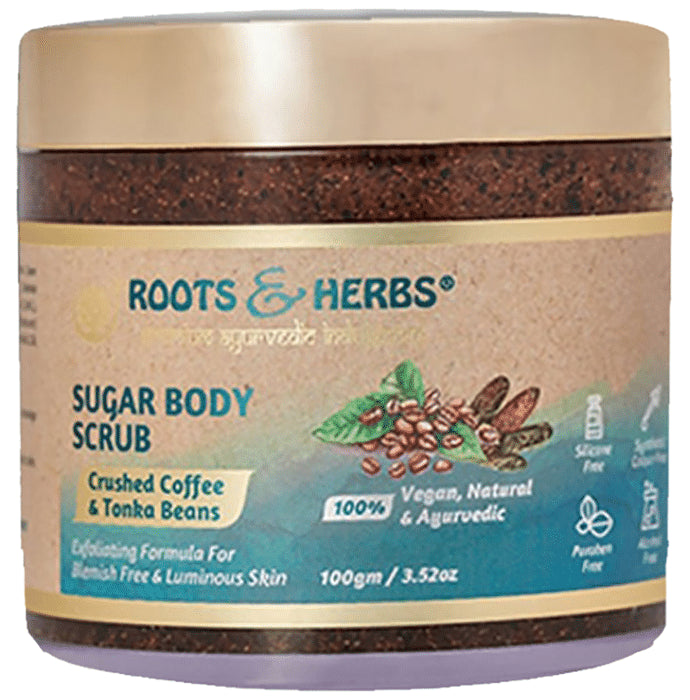 Roots and Herbs Crushed Coffe & Tonka Bean Sugar Body Scrub - Classic Derma