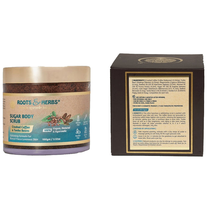 Roots and Herbs Crushed Coffe & Tonka Bean Sugar Body Scrub