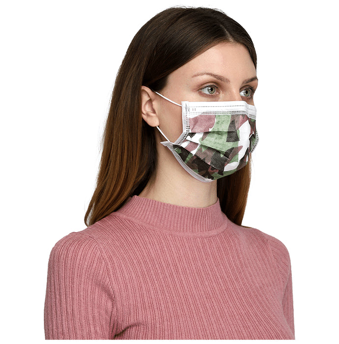 Saavi Urgicals Polypropylene 4 Ply Surgical Face Mask Camouflage - Classic Derma