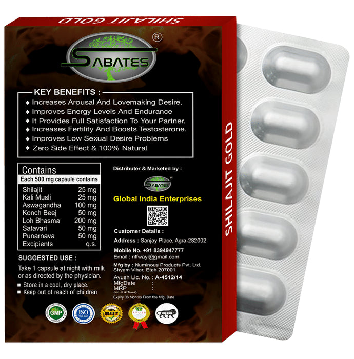 Sabates Shilajit Gold Increase Stamina Capsule