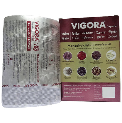 Vigora Capsule (10 Each) with Ashwagandha, Safed Musli, Gokshura & Shilajit - Classic Derma