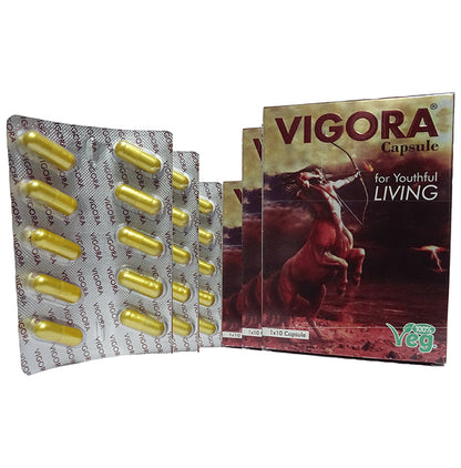 Vigora Capsule (10 Each) with Ashwagandha, Safed Musli, Gokshura & Shilajit