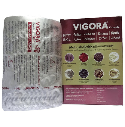 Vigora Capsule (10 Each) with Ashwagandha, Safed Musli, Gokshura & Shilajit - Classic Derma