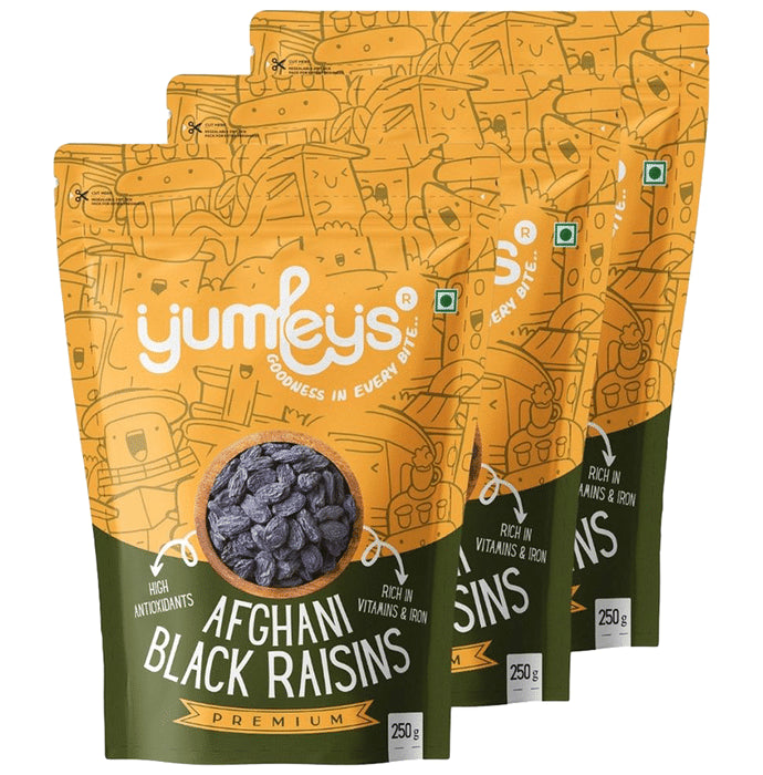 Yumleys Premium Afghani Black Raisins (250gm Each) with Seed - Classic Derma
