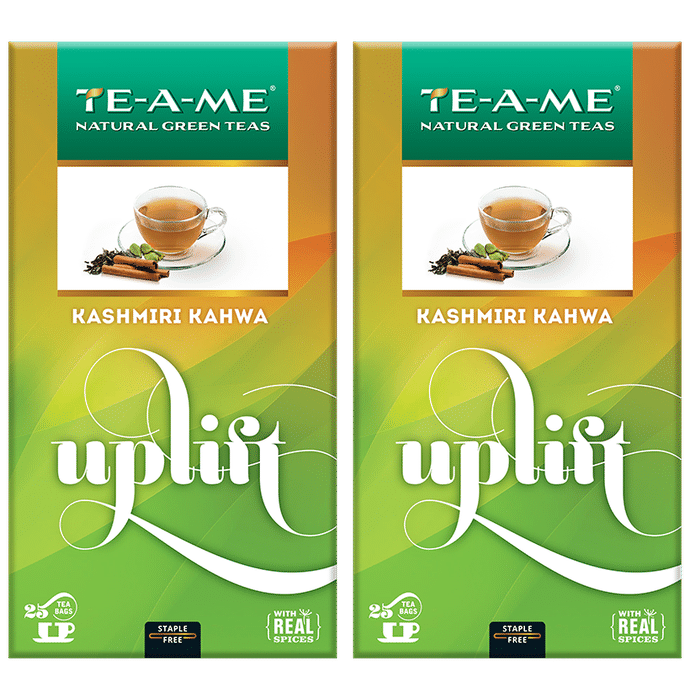 TE-A-ME Uplift Kashmiri Kahwa Green Tea Bags (25 Each) - Classic Derma