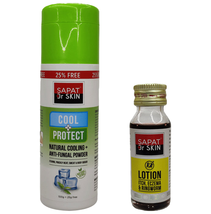 Sapat Combo Pack of Dr Skin Lotion(24ml) & Cool Anti-Fungal Powder (100g) - Classic Derma