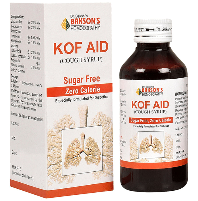 Bakson's Homeopathy Kof Aid Cough Syrup Sugar Free - Classic Derma