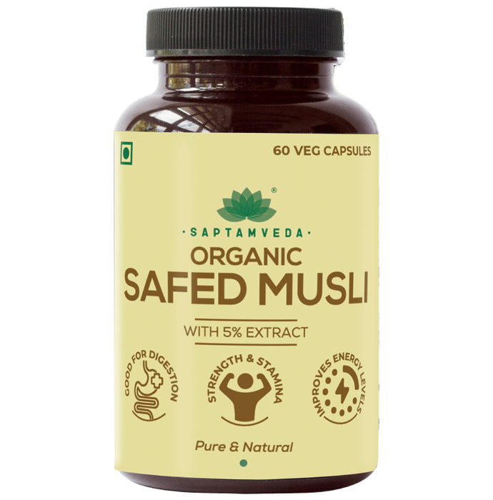 Saptamveda Organic Safed Musli Veg Capsule - Classic Derma