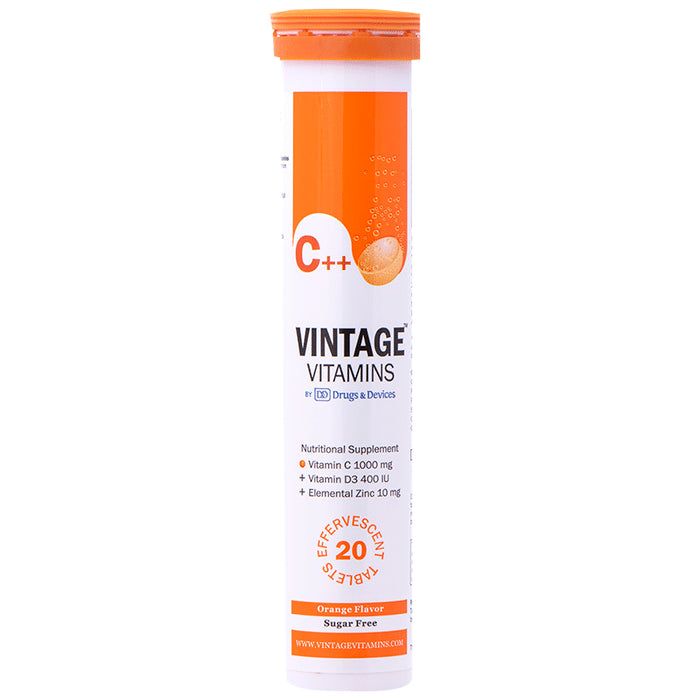 Vintage Vitamins C++ Effervescent Tablet Orange Sugar Free - Classic Derma