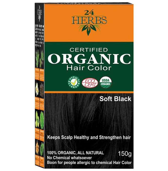 Indus Valley 24 Herbs Organic Hair Color Soft Black - Classic Derma