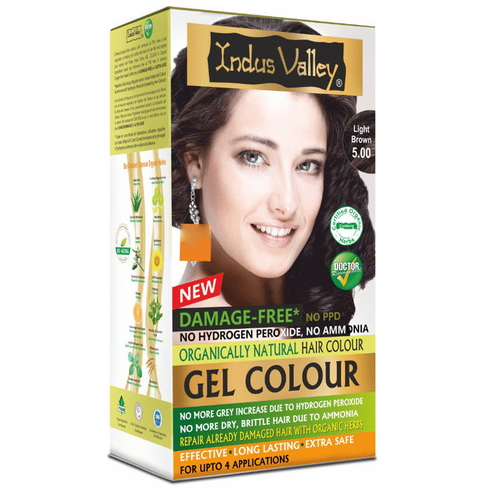 Indus Valley Organically Natural Hair Colour Gel | No Ammonia | Light Brown - Classic Derma