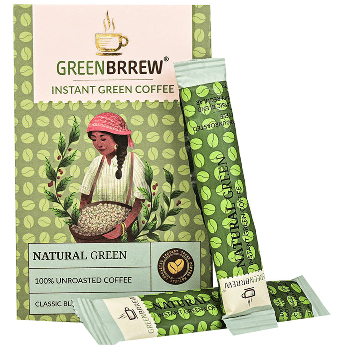 Green Brrew Coffee Sachet (3gm Each) Natural Instant - Classic Derma