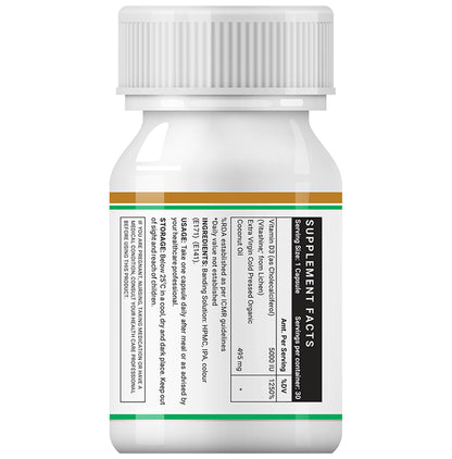 Inlife 100% Natural Plant Based Vitamin D3 5000IU | Vegan Liquid Filled Capsule for Bone & Knee Health