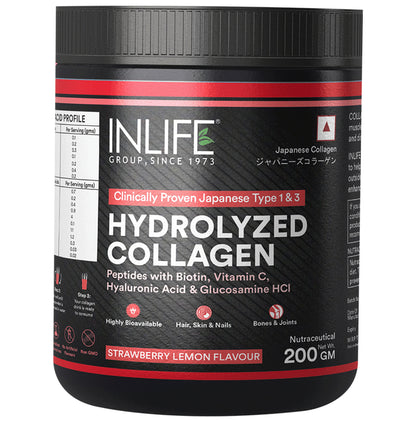 Inlife Japanese Collagen Peptide Powder With Type 1 & 3 for Women & Men Strawberry Lemon - Classic Derma