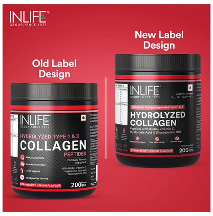 Inlife Japanese Collagen Peptide Powder With Type 1 & 3 for Women & Men Strawberry Lemon