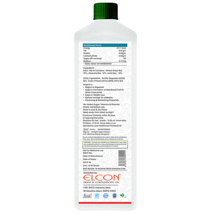 Elcon Wheat Grass Juice with Aloe & Amla